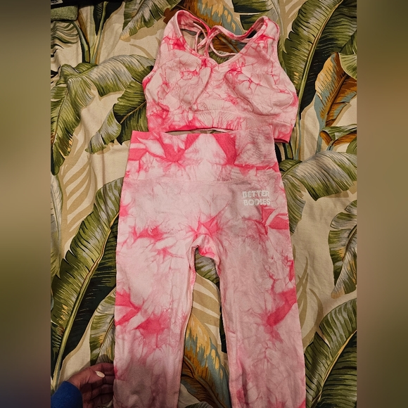 BETTER BODIES Pants - Better Bodies Tie Dye Set Pink Small Bottoms Med Top